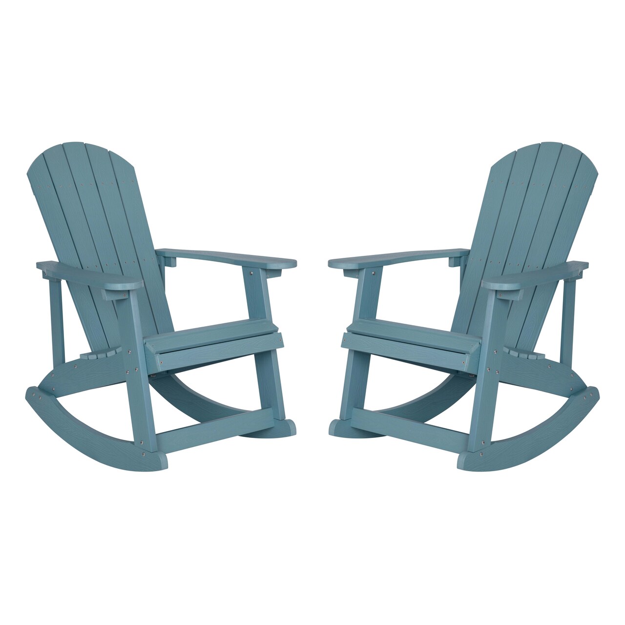Merrick Lane Set of 2 Atlantic All-Weather Polyresin Adirondack Rocking Chair with Vertical Slats